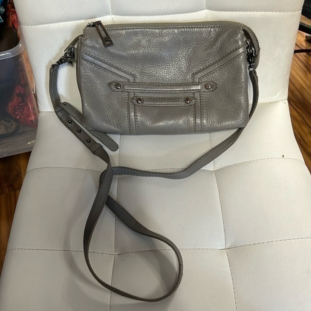 BOTKIER Women's Mercer Genuine Leather Soft Gray Crossbody Handbag